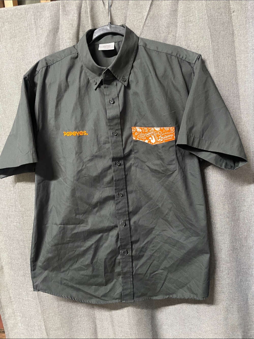 Popeyes Employee Uniform Button-Up Work Shirt Men’s Small Black Short Sleeve